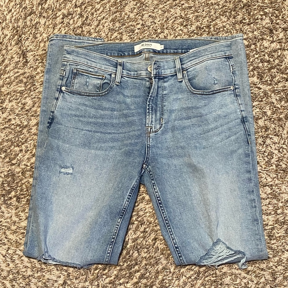 Hudson Jeans Zack Distressed Skinny Jeans Heavens Size 34 Retail: $215